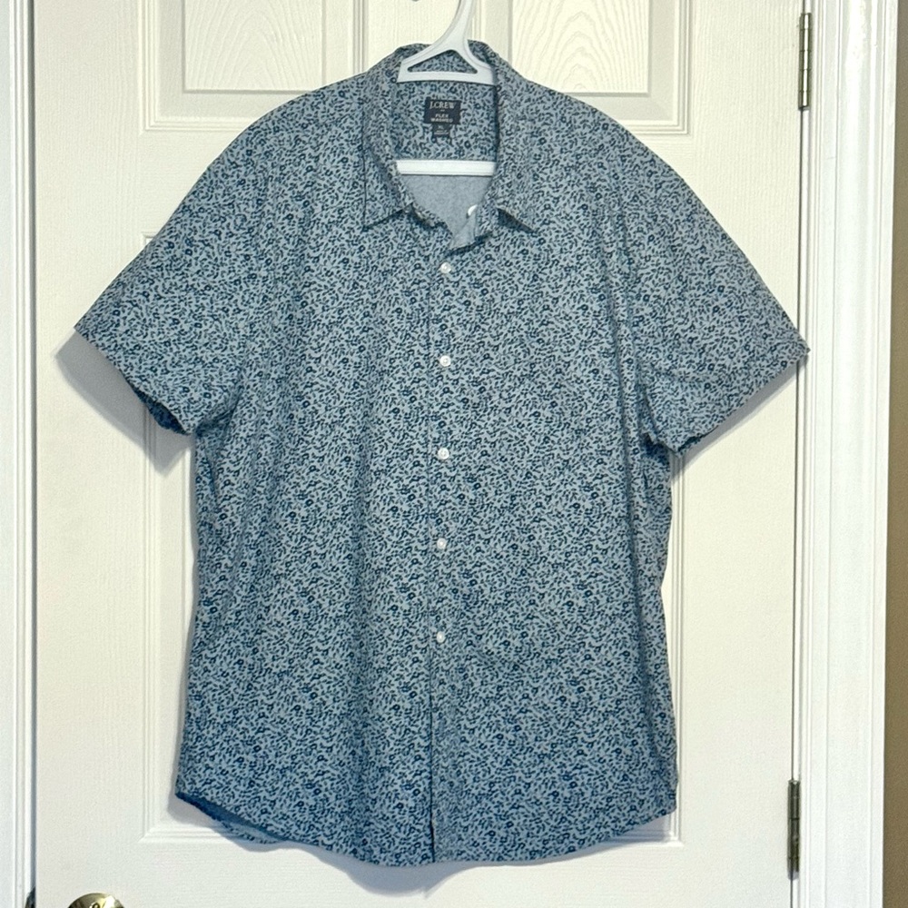 J. Crew Men's Flex Washed Short Sleeve Button Down Shirt Classic Fit XL